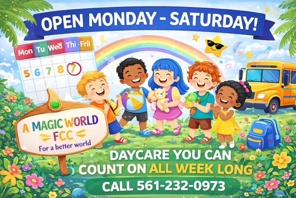 Open Monday - Saturday! Daycare you can count on all week long