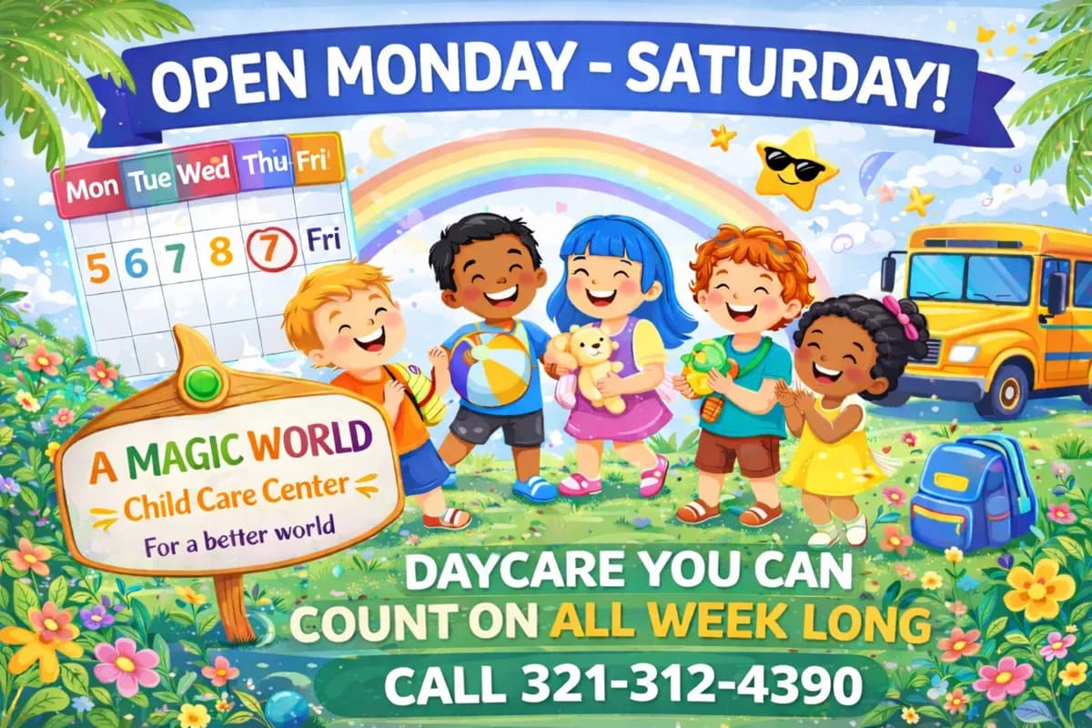 Open Monday - Saturday! Daycare you can count on all week long